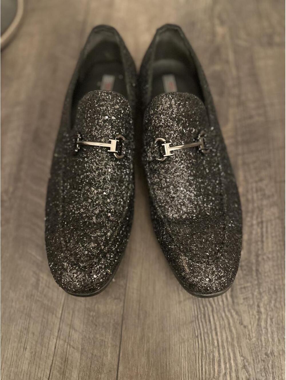 Men's Black and Silver Loafer